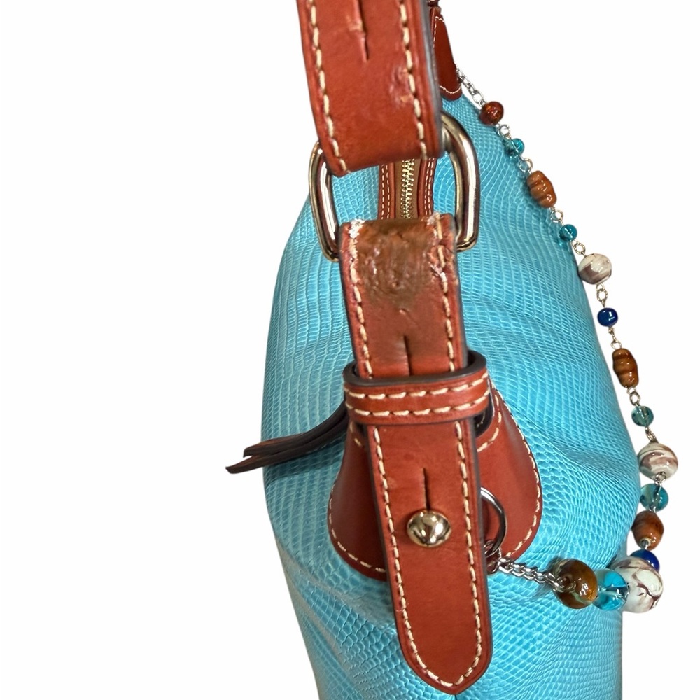 Dooney & Bourke Lizard-Embossed Leather Hobo With Handmade Bag Necklace Chain - Picture 5 of 12